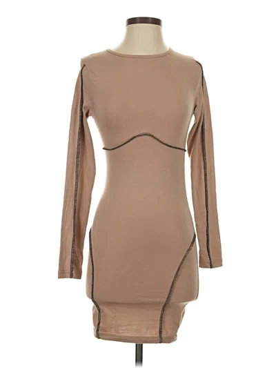 Pre-owned Prettylittlething Cocktail Dress In Tan