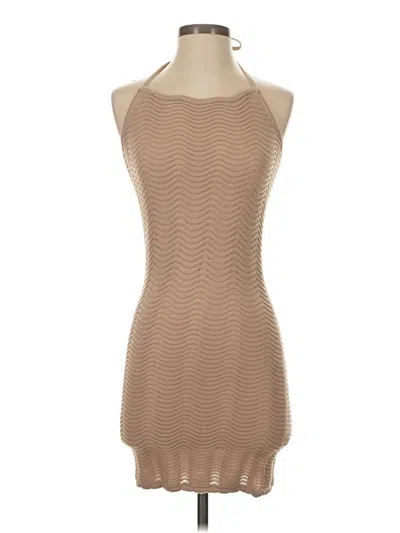 Pre-owned Prettylittlething Cocktail Dress In Tan