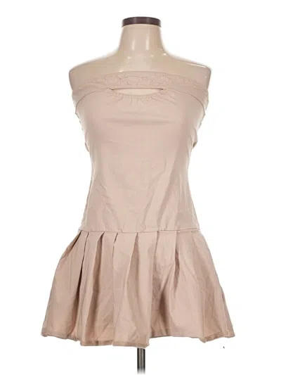 Pre-owned Prettylittlething Cocktail Dress In Tan