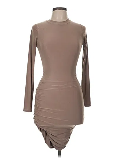 Pre-owned Prettylittlething Cocktail Dress In Tan
