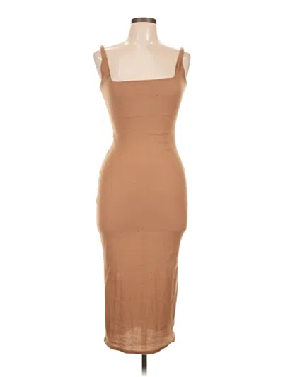 Pre-owned Prettylittlething Cocktail Dress In Tan