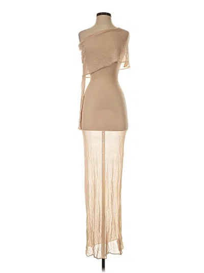 Pre-owned Prettylittlething Cocktail Dress In Tan