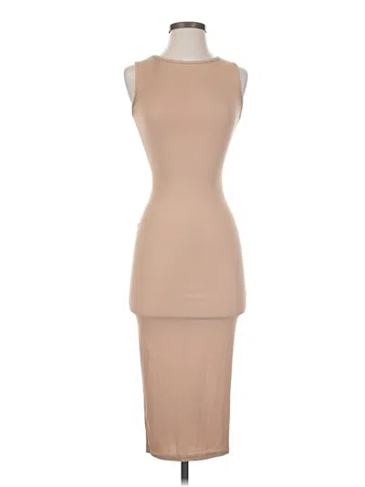 Pre-owned Prettylittlething Cocktail Dress In Tan