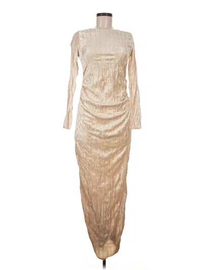 Pre-owned Prettylittlething Cocktail Dress In Tan