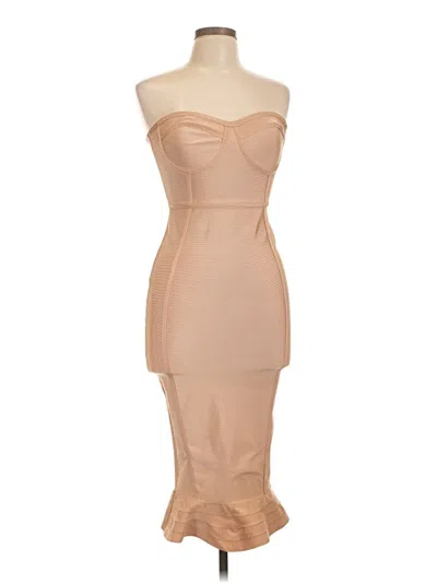 Pre-owned Prettylittlething Cocktail Dress In Tan