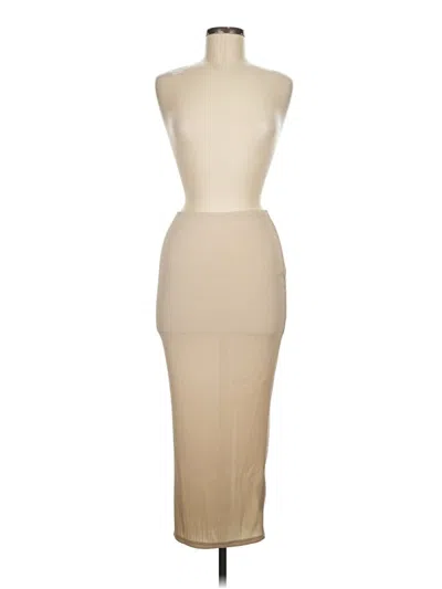 Pre-owned Prettylittlething Cocktail Dress In Tan