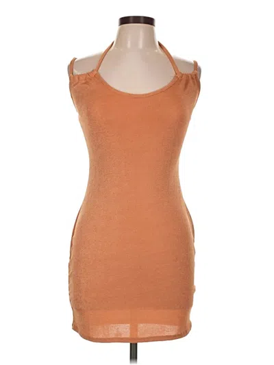 Pre-owned Prettylittlething Cocktail Dress In Tan