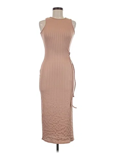 Pre-owned Prettylittlething Cocktail Dress In Tan