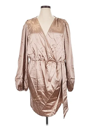 Pre-owned Prettylittlething Cocktail Dress In Tan