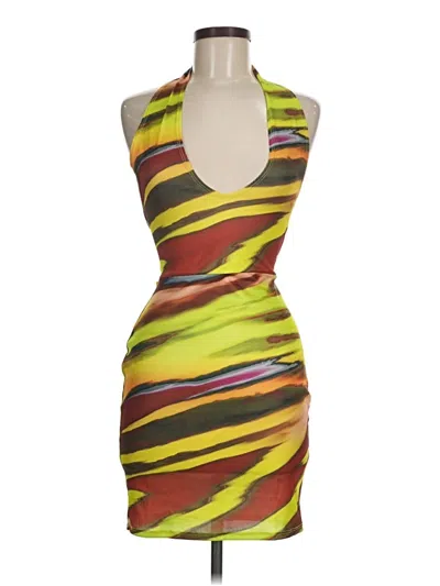 Pre-owned Prettylittlething Cocktail Dress In Yellow