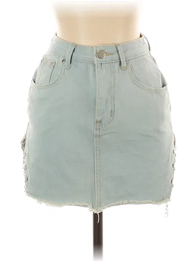 Pre-owned Prettylittlething Denim Skirt In Blue