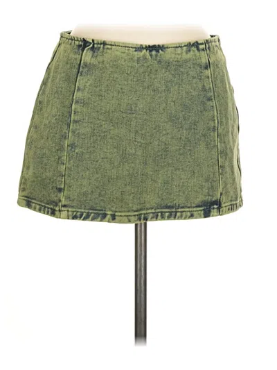 Pre-owned Prettylittlething Denim Skirt In Green