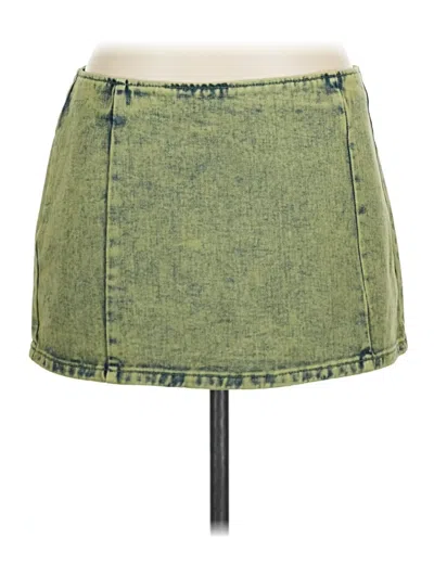 Prettylittlething Denim Skirt In Green