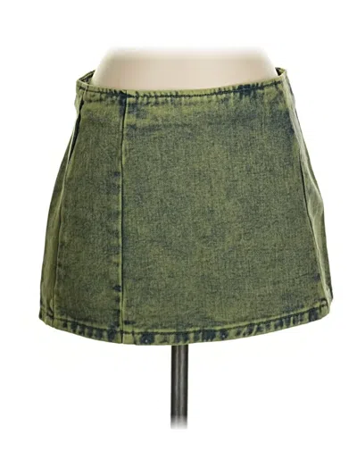 Prettylittlething Denim Skirt In Green