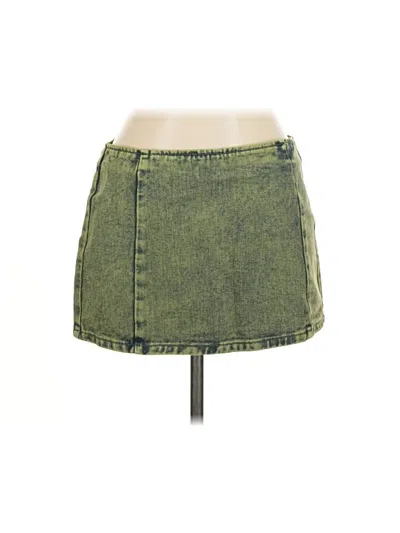 Prettylittlething Denim Skirt In Green