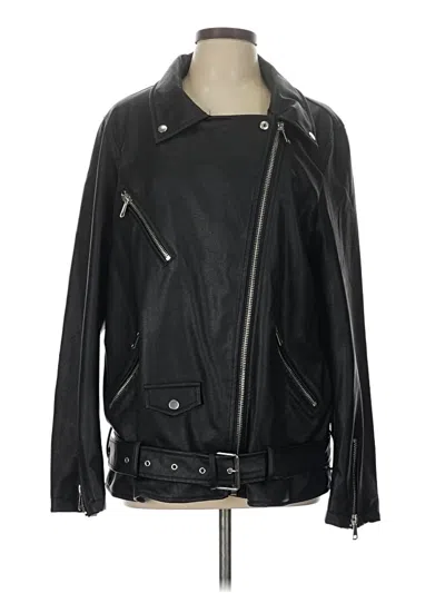 Pre-owned Prettylittlething Faux Leather Jacket In Black