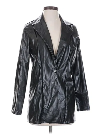 Pre-owned Prettylittlething Faux Leather Jacket In Black