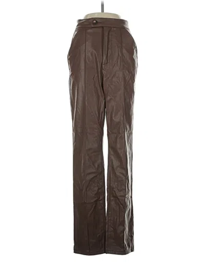 Pre-owned Prettylittlething Faux Leather Pants In Brown