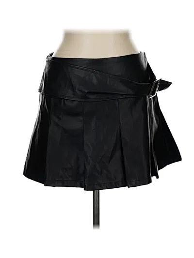 Pre-owned Prettylittlething Faux Leather Skirt In Black