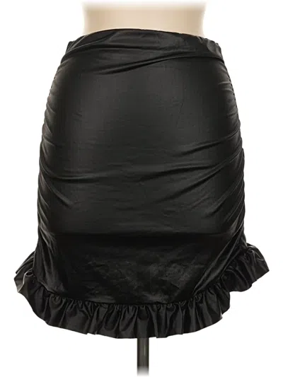 Pre-owned Prettylittlething Faux Leather Skirt In Black