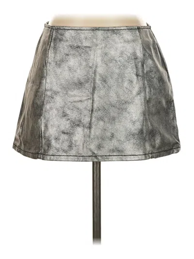 Prettylittlething Faux Leather Skirt In Silver