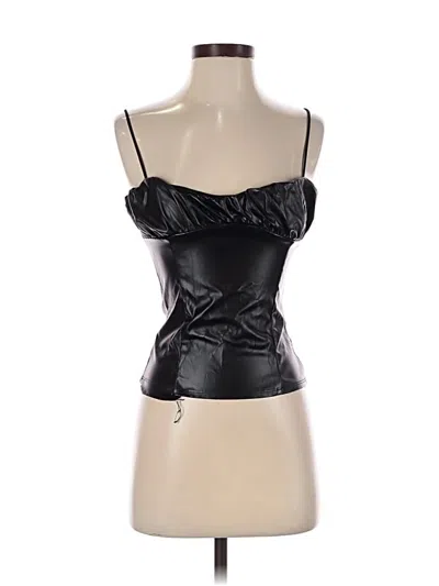 Pre-owned Prettylittlething Faux Leather Top Black Strapless Neckline Tops