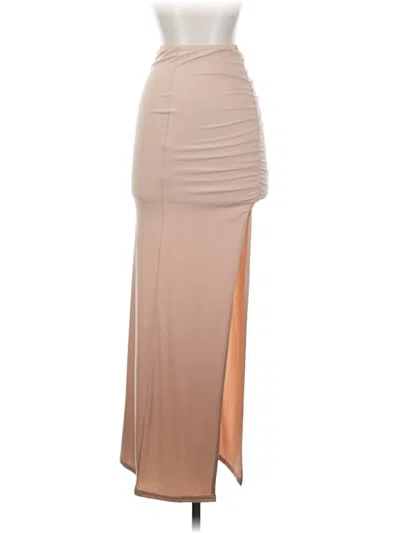 Pre-owned Prettylittlething Formal Skirt In Tan