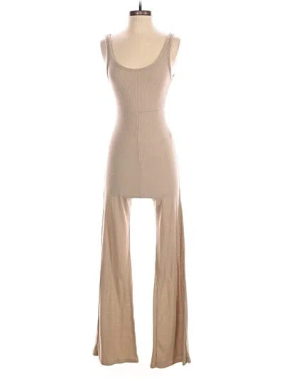 Pre-owned Prettylittlething Jumpsuit In Tan