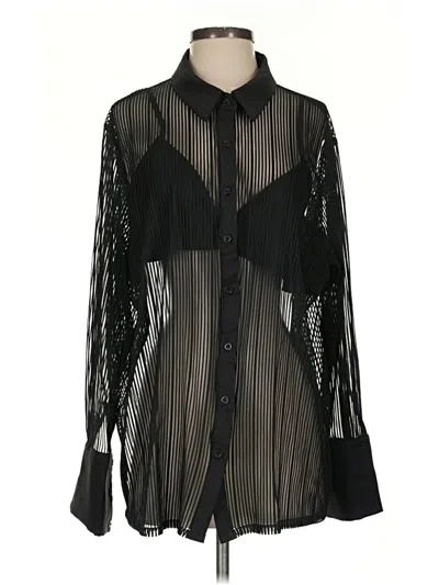 Pre-owned Prettylittlething Long Sleeve Blouse In Black