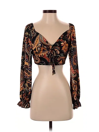 Pre-owned Prettylittlething Long Sleeve Blouse In Black