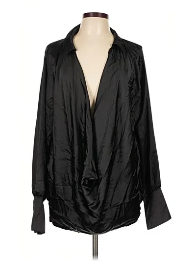 Pre-owned Prettylittlething Long Sleeve Blouse In Black