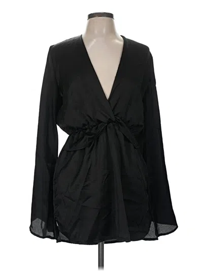 Pre-owned Prettylittlething Long Sleeve Blouse In Black