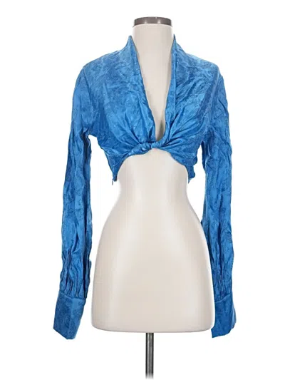 Prettylittlething Long Sleeve Blouse In Blue