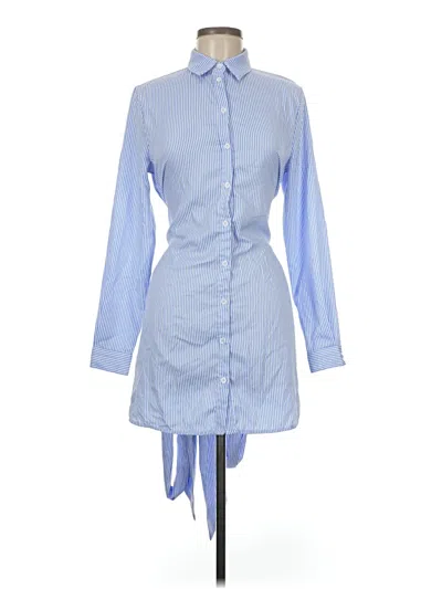 Pre-owned Prettylittlething Long Sleeve Blouse In Blue