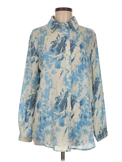 Pre-owned Prettylittlething Long Sleeve Blouse In Blue