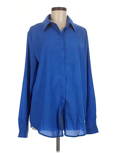 Pre-owned Prettylittlething Long Sleeve Blouse In Blue