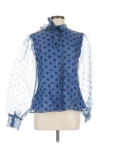 Pre-owned Prettylittlething Long Sleeve Blouse In Blue