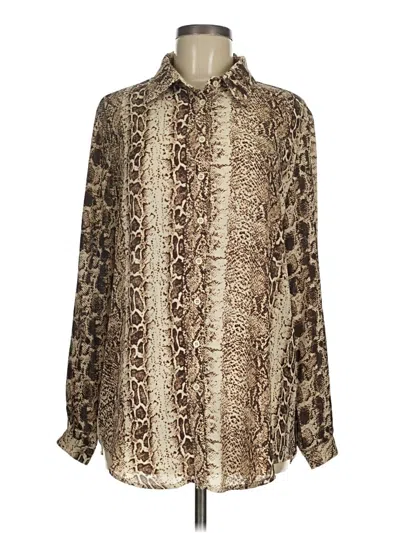 Pre-owned Prettylittlething Long Sleeve Blouse In Brown