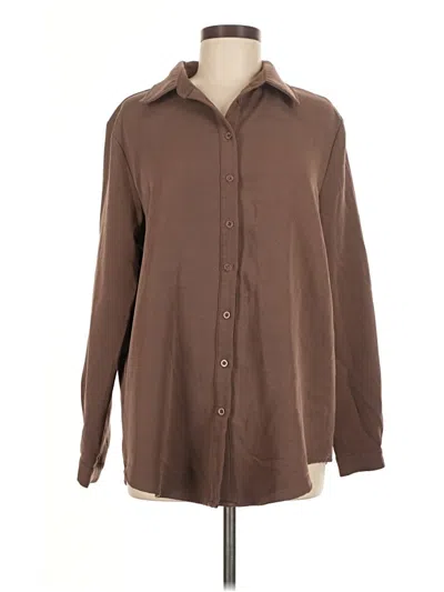 Pre-owned Prettylittlething Long Sleeve Blouse In Brown