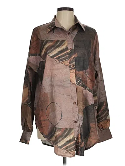 Pre-owned Prettylittlething Long Sleeve Blouse In Brown