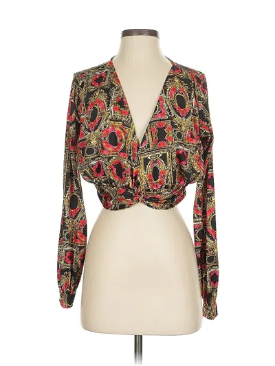 Pre-owned Prettylittlething Long Sleeve Blouse In Gold