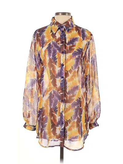 Pre-owned Prettylittlething Long Sleeve Blouse In Gold