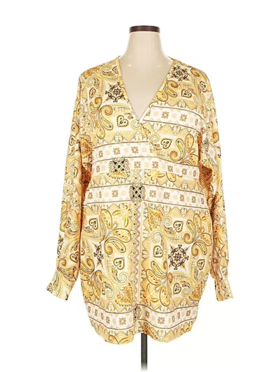 Pre-owned Prettylittlething Long Sleeve Blouse In Gold