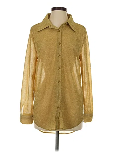 Pre-owned Prettylittlething Long Sleeve Blouse In Gold