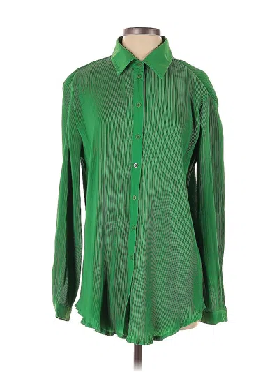 Pre-owned Prettylittlething Long Sleeve Blouse In Green