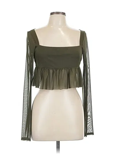 Pre-owned Prettylittlething Long Sleeve Blouse In Green