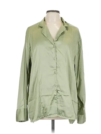 Pre-owned Prettylittlething Long Sleeve Blouse In Green
