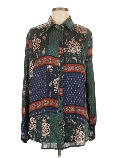 Pre-owned Prettylittlething Long Sleeve Blouse In Green