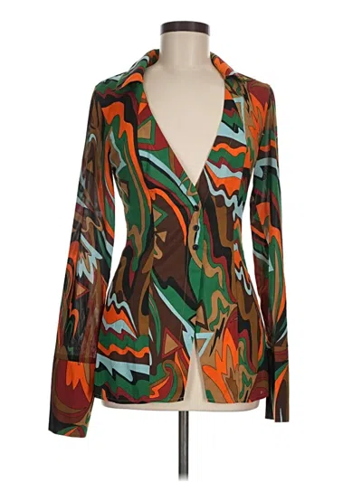 Pre-owned Prettylittlething Long Sleeve Blouse In Green