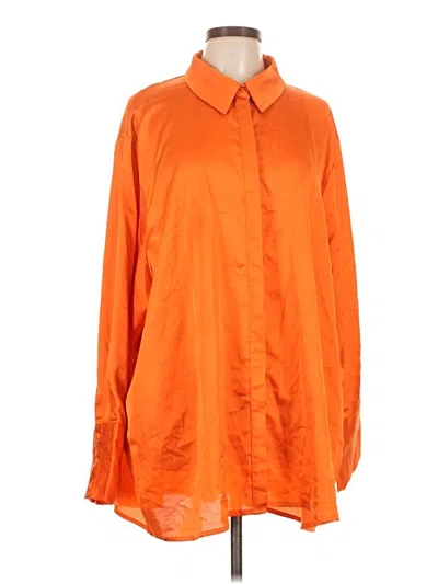 Pre-owned Prettylittlething Long Sleeve Blouse In Orange